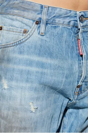 Dsquared2 Logo-Patch Distressed Teddy Jeans