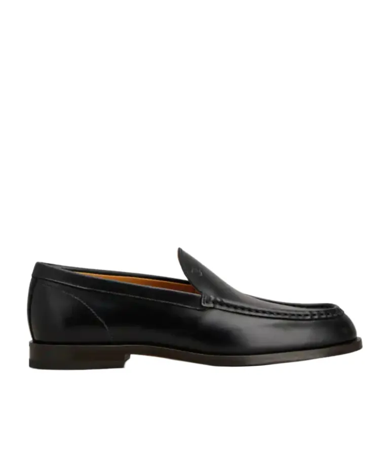 Embossed-Logo Leather Loafers