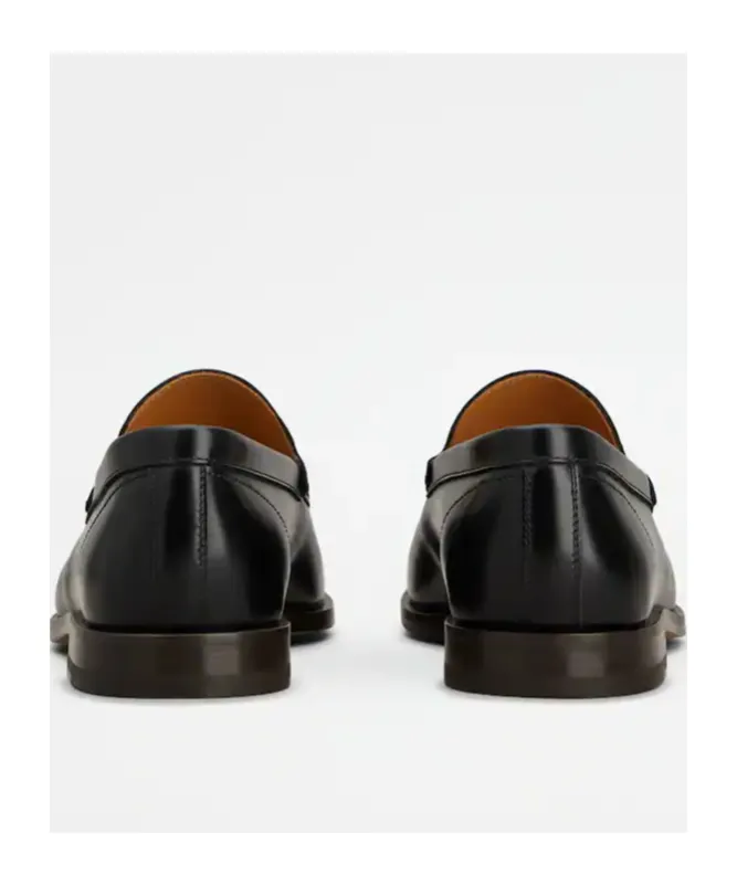 Embossed-Logo Leather Loafers