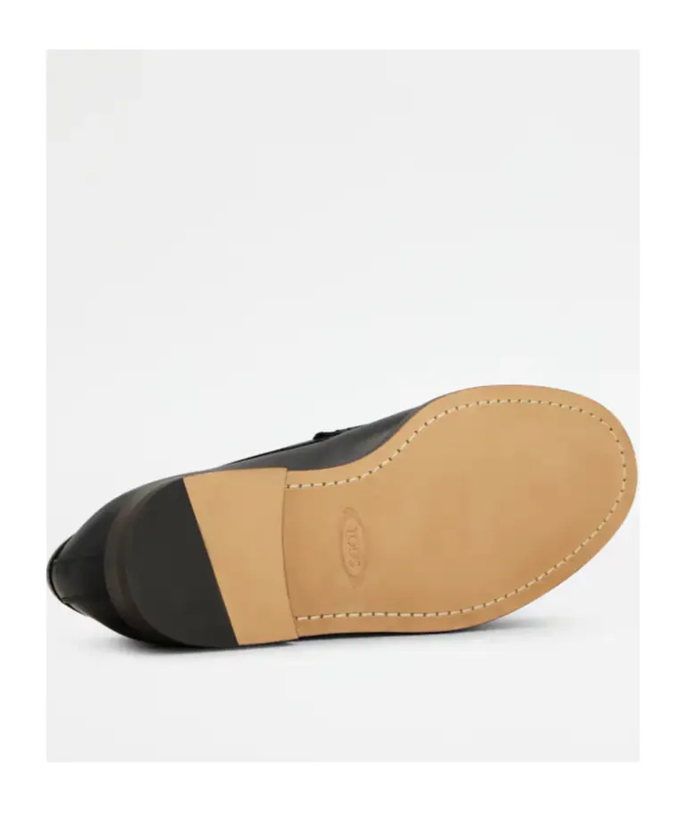 Embossed-Logo Leather Loafers