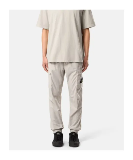 Stone Island Logo Patch Tapered Leg Trousers