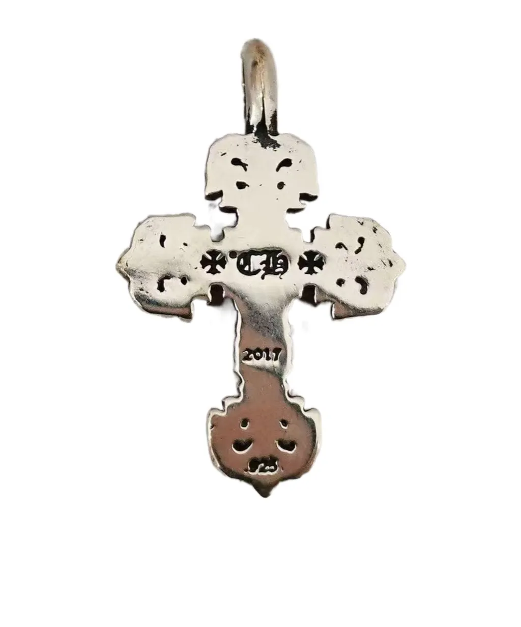 Single Diamond Flame Cross Pendant