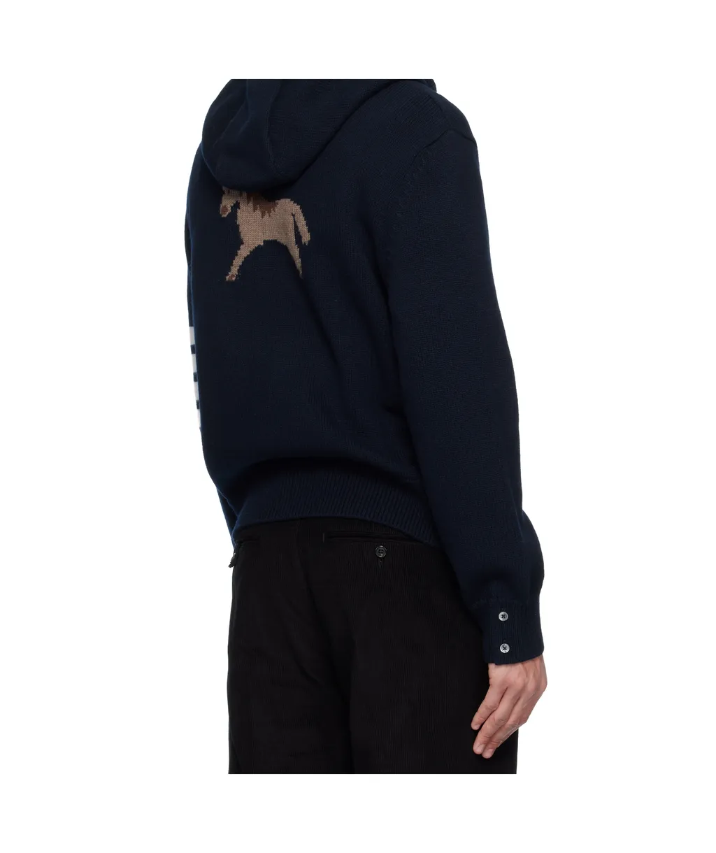 4-Bar Stripe-Detail Zip-Up Hoodie
