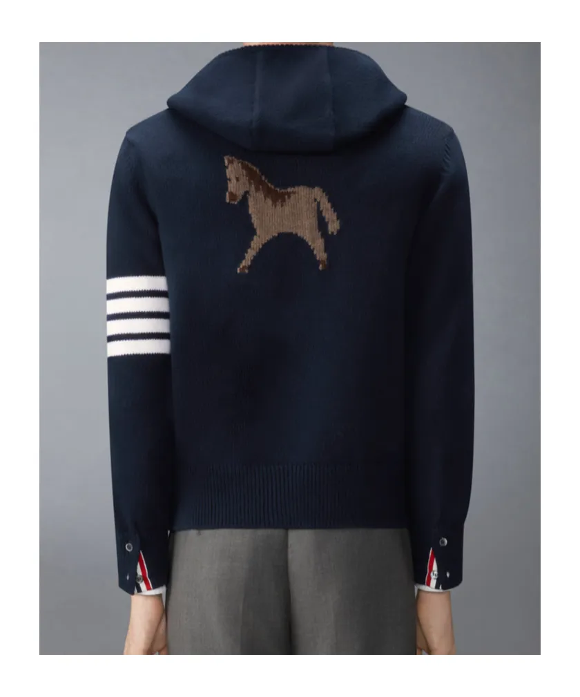 4-Bar Stripe-Detail Zip-Up Hoodie