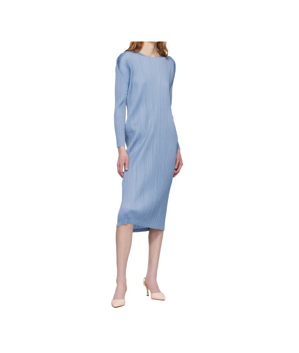 Pleated Knit Midi Dress