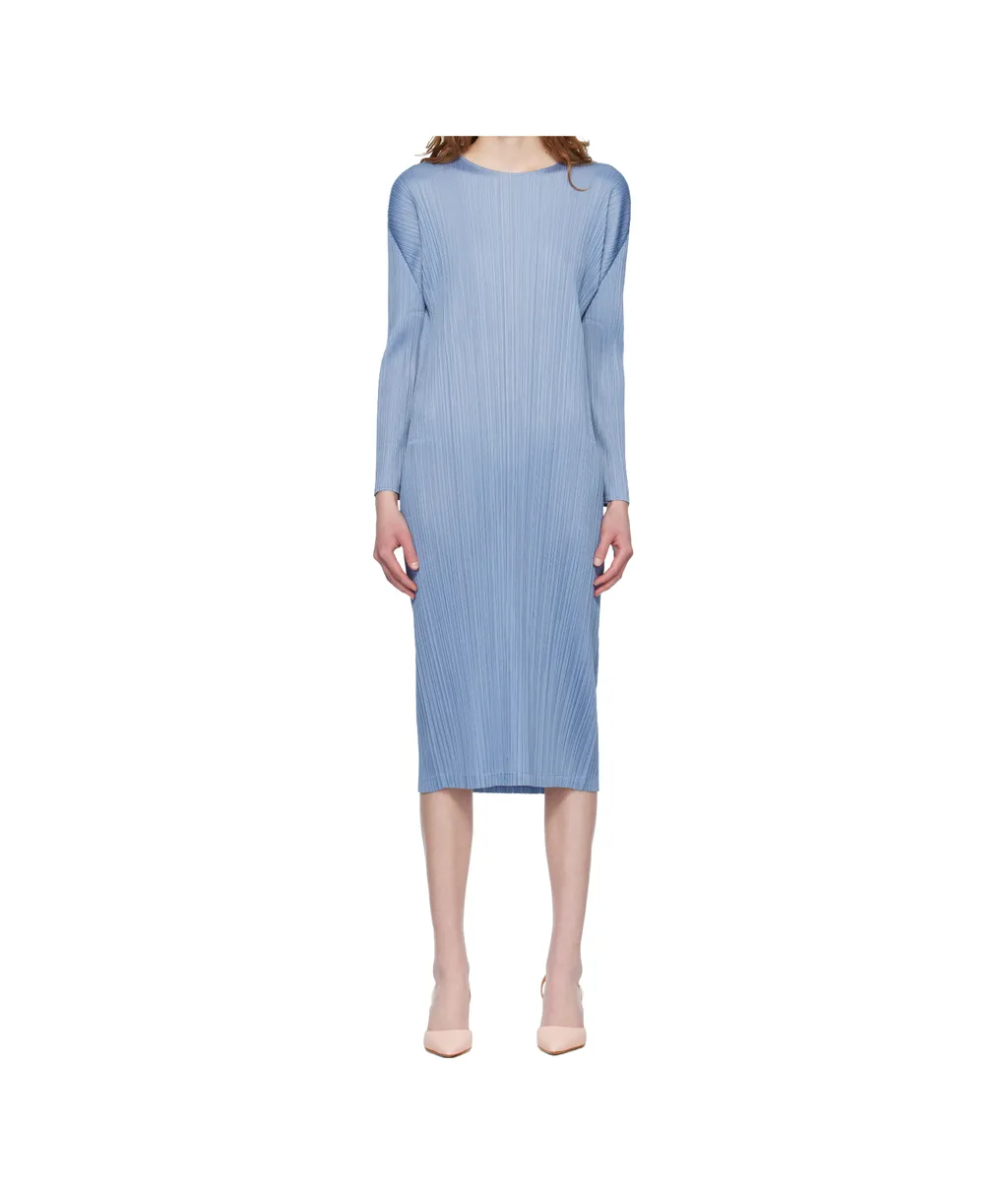 Pleated Knit Midi Dress