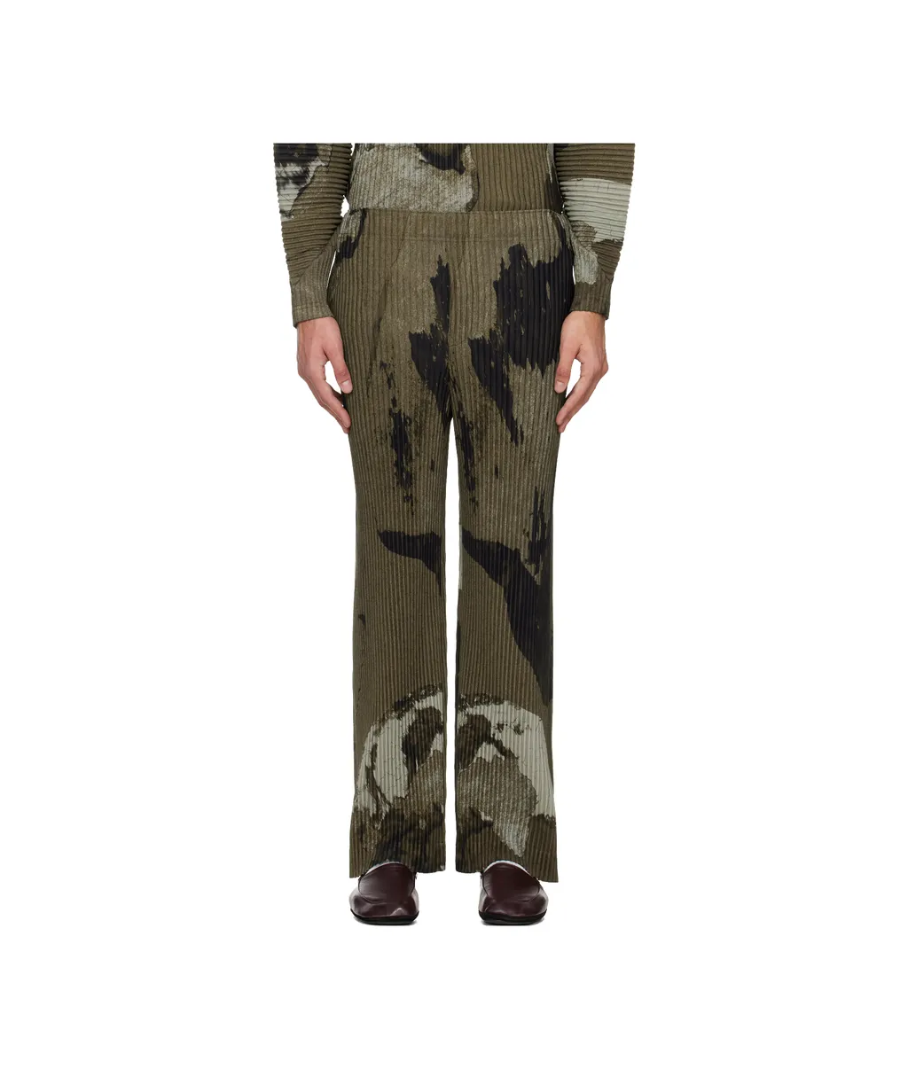 Pleated Print Casual Pants