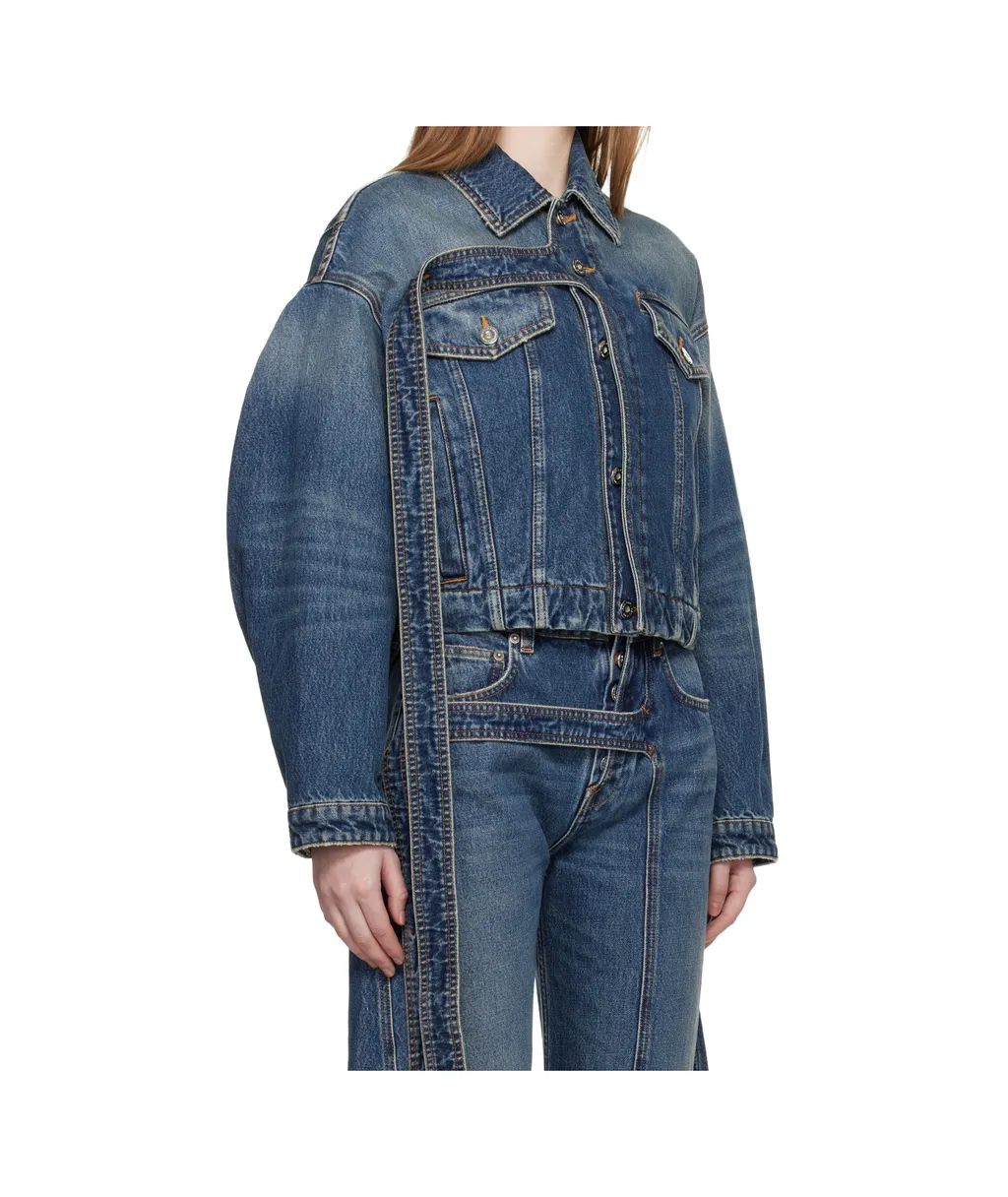 Button-Down Long-Sleeved Denim Jacket