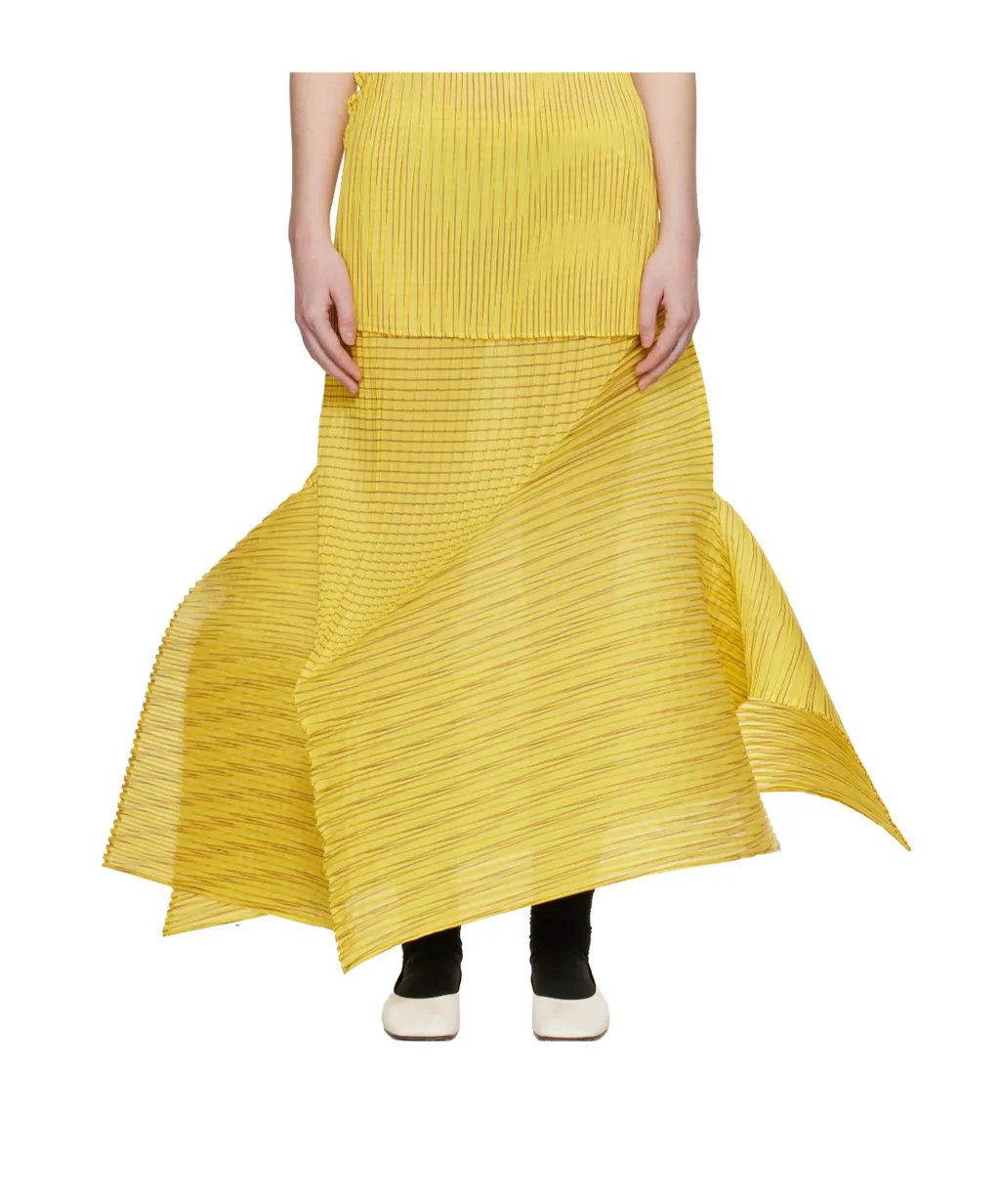 Pleated Semi-Transparent Midi Skirt
