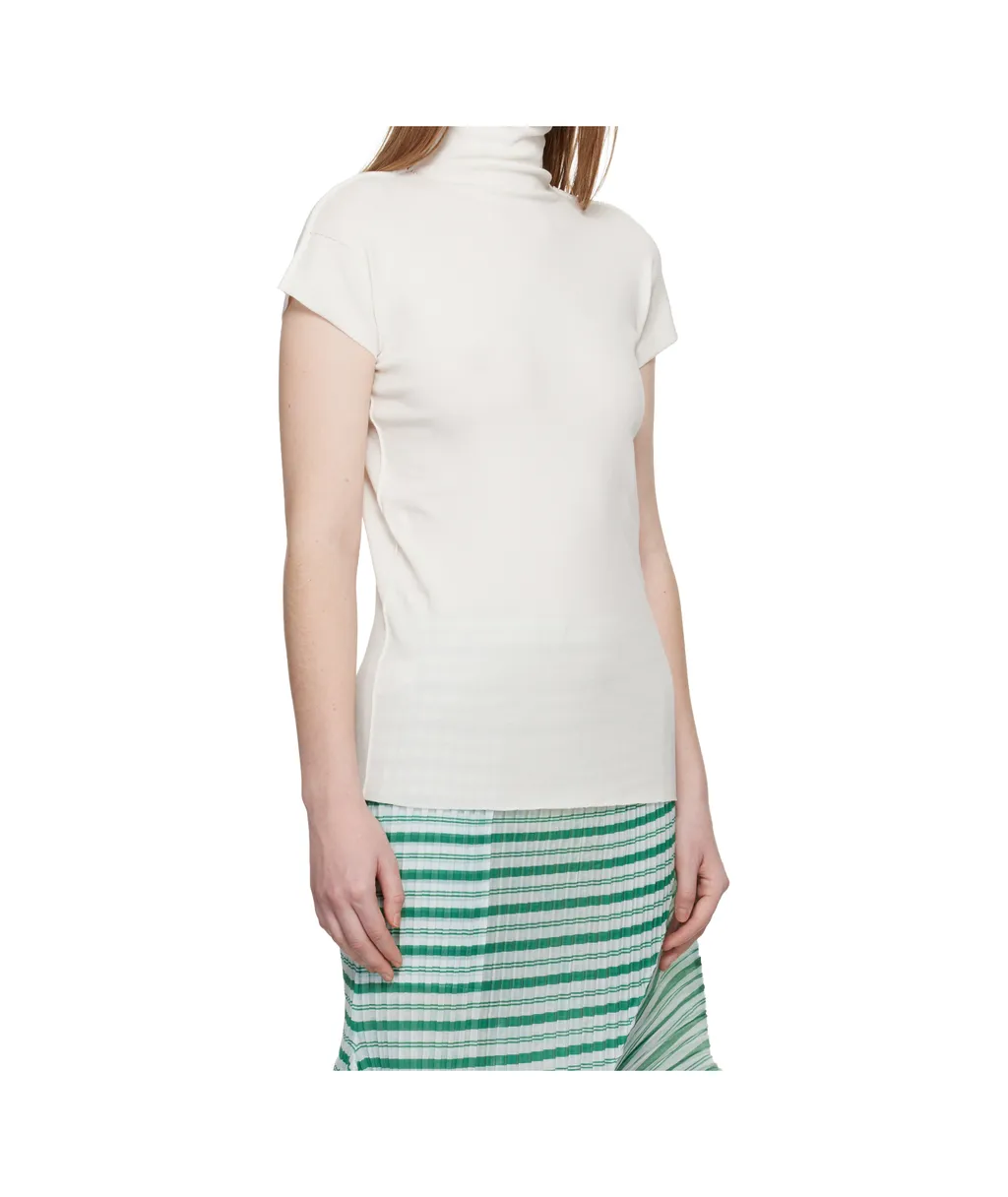 High-Neck Cap Sleeve Knit Sweater