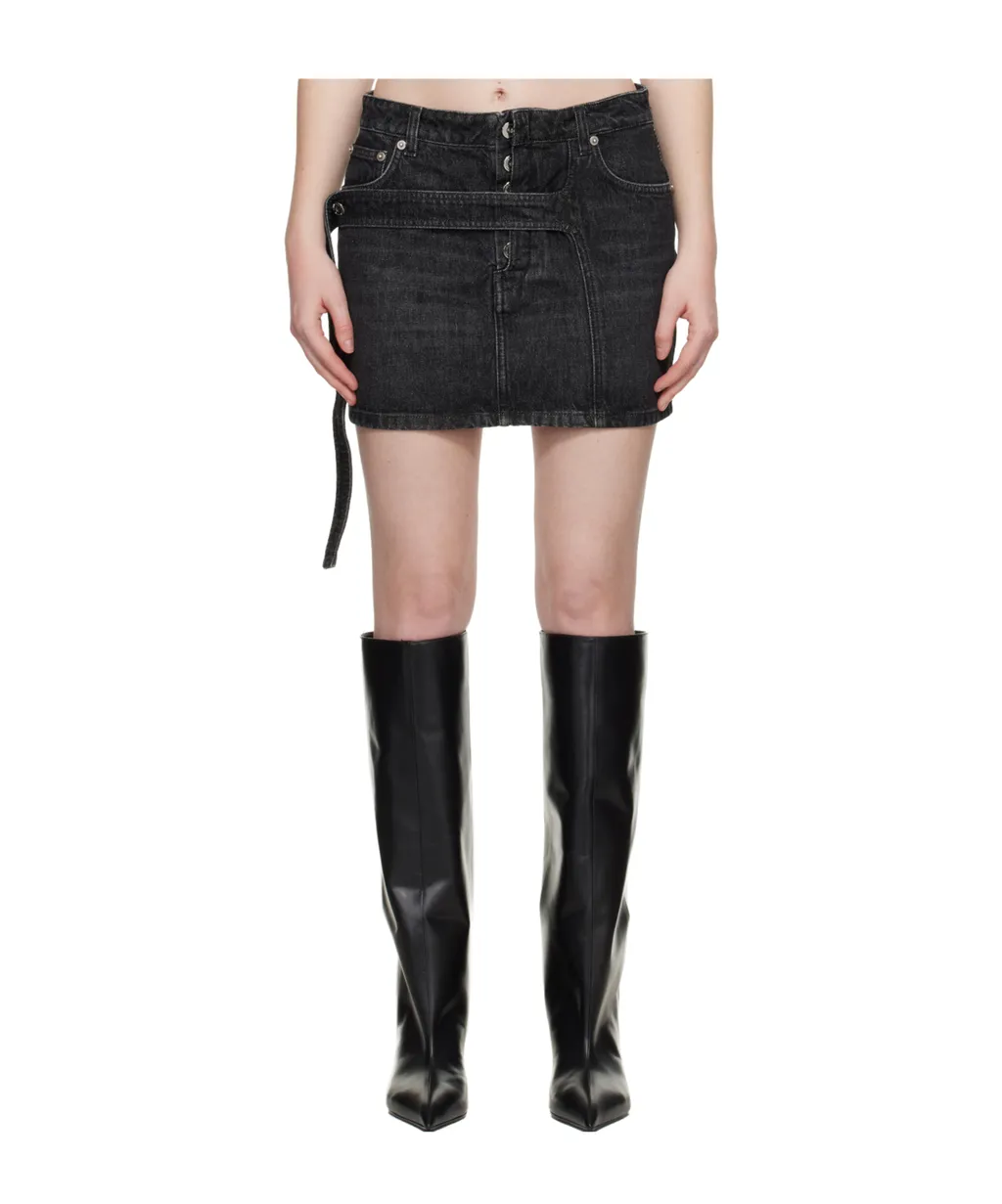 Low Rise Denim Mini Skirt