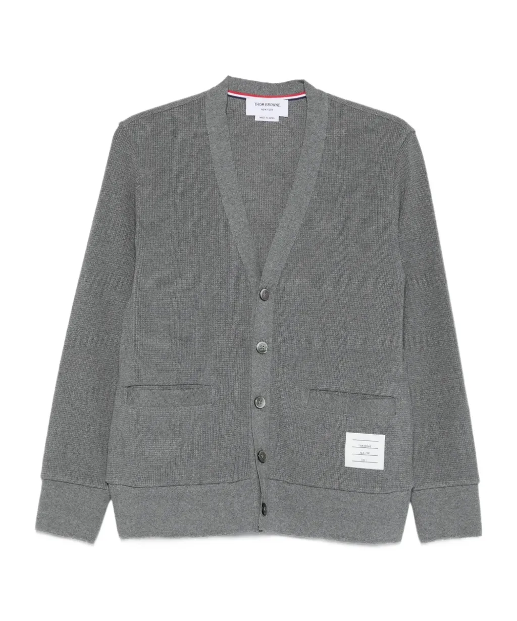 Thom Browne V-Neck 4-Bar Intarsia Cardigan