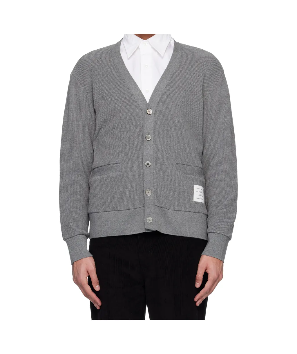 Thom Browne V-Neck 4-Bar Intarsia Cardigan