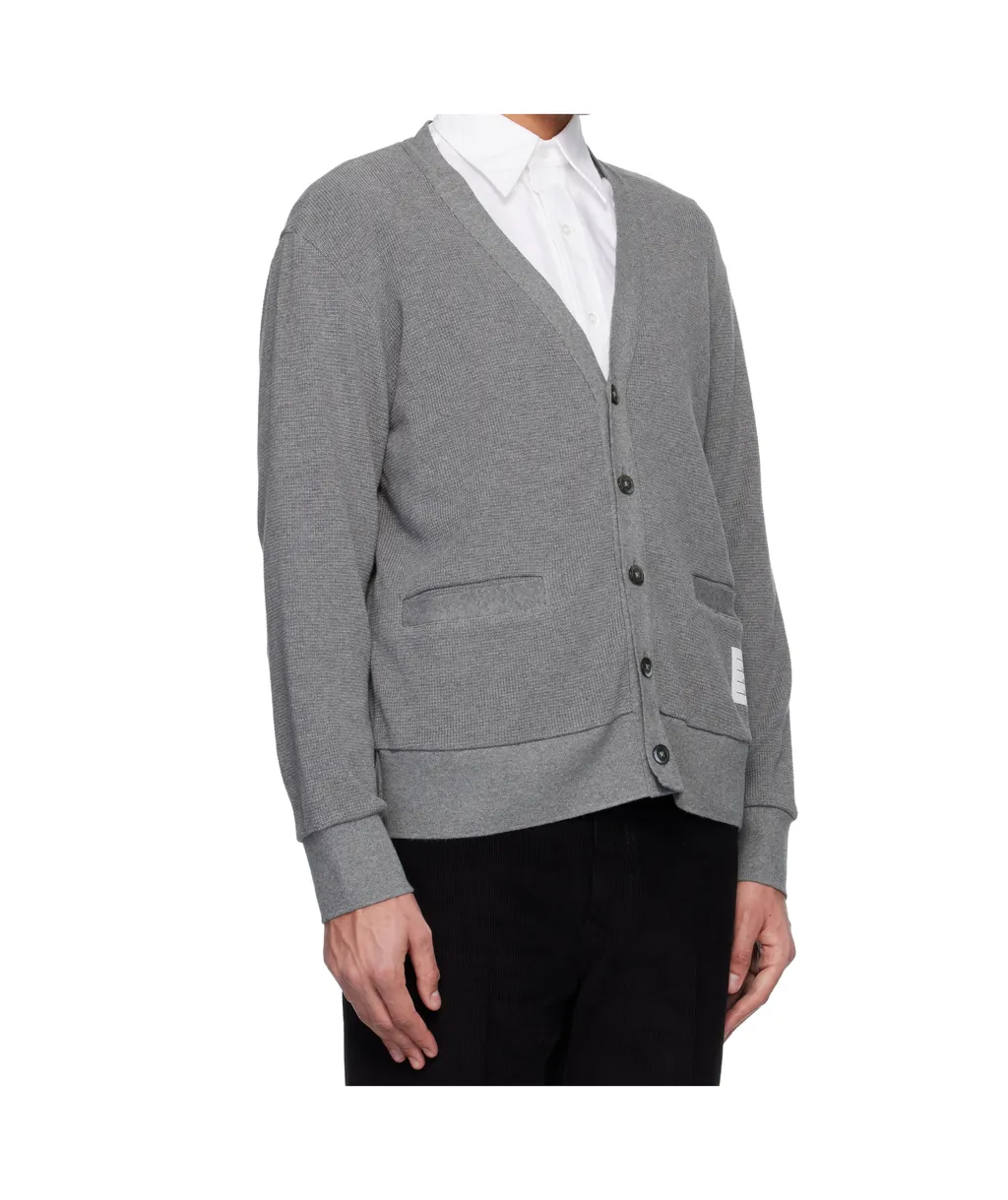 Thom Browne V-Neck 4-Bar Intarsia Cardigan