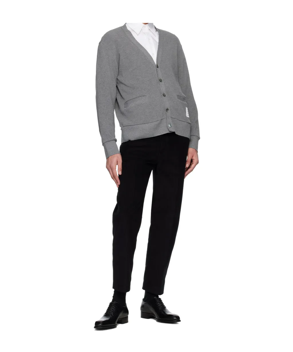 Thom Browne V-Neck 4-Bar Intarsia Cardigan