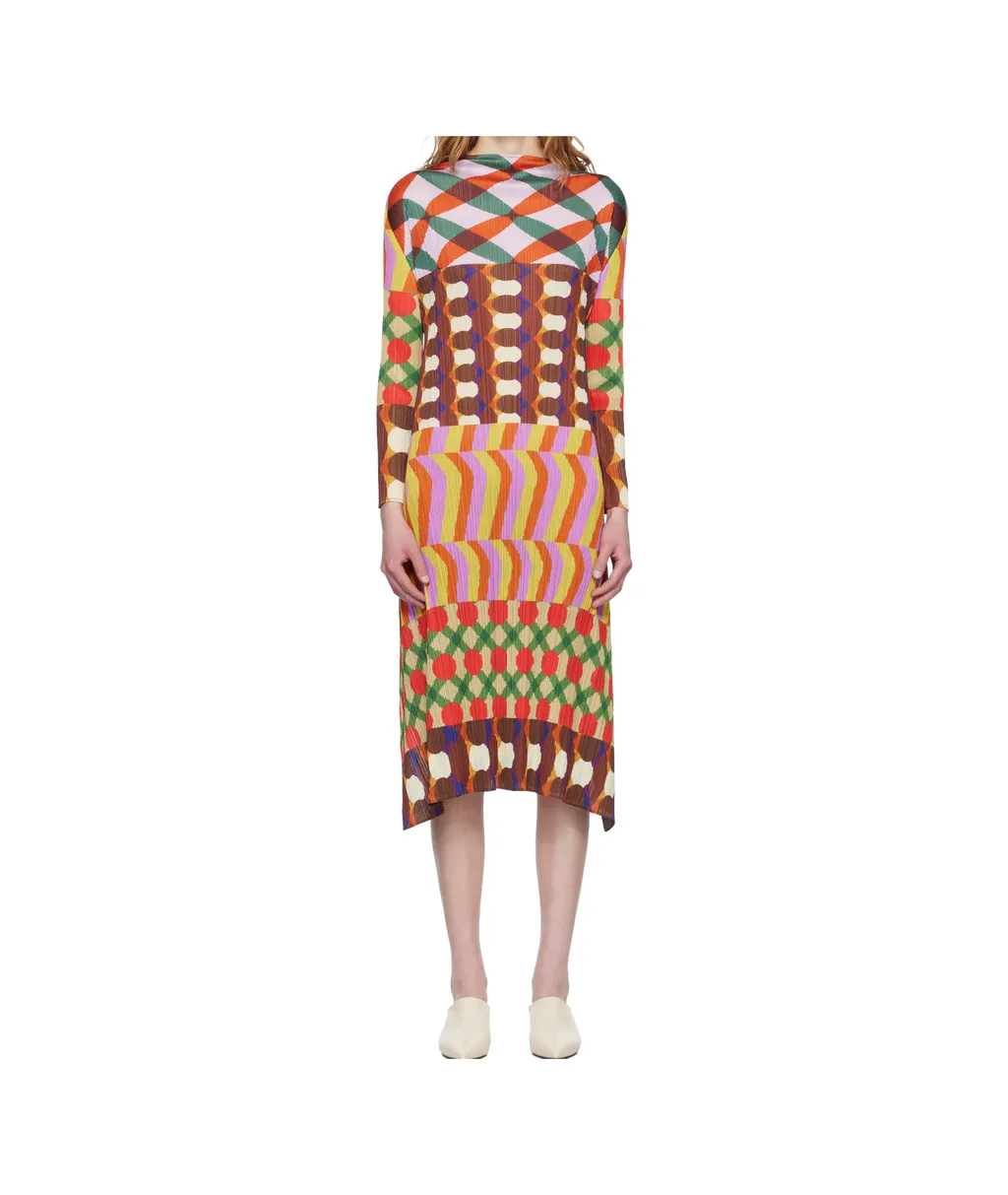 Pleated Print Dress