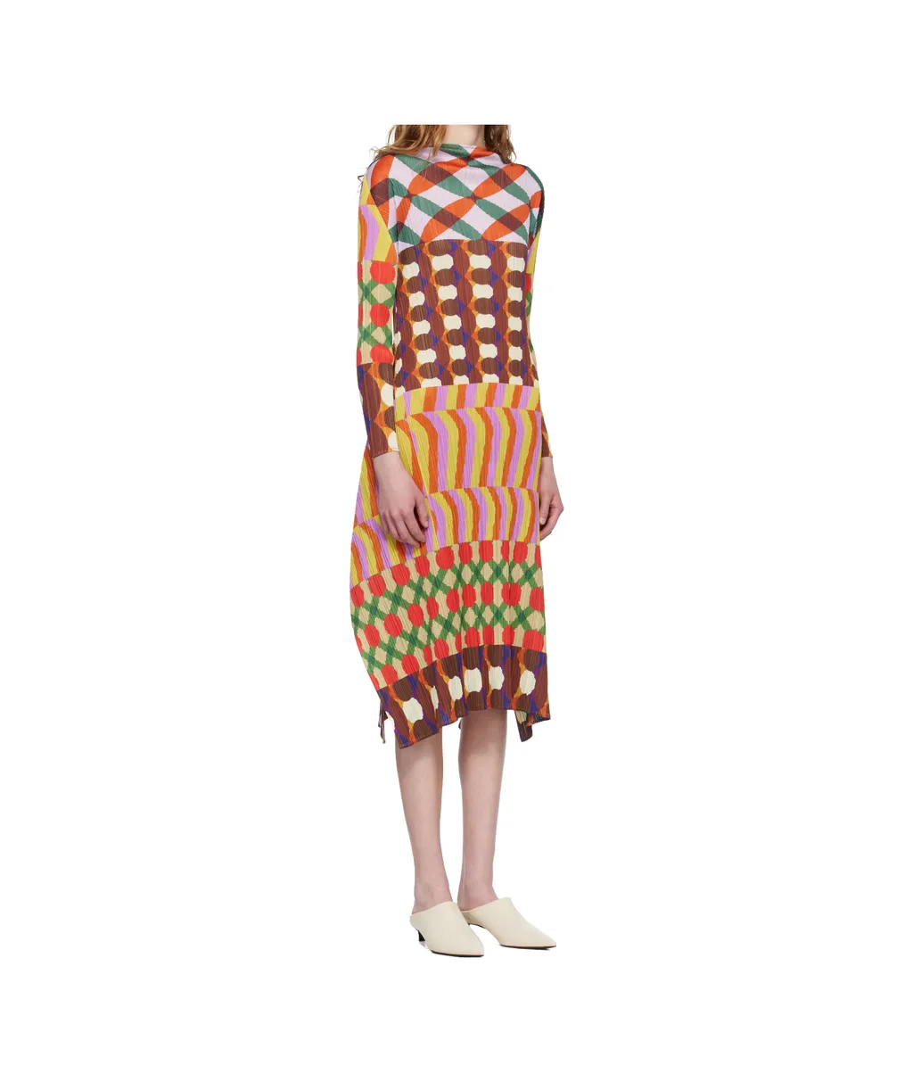 Pleated Print Dress