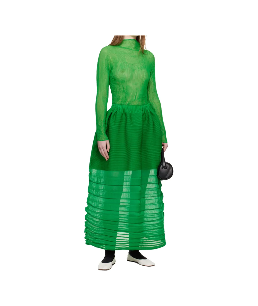 Pleated Turtleneck Blouse