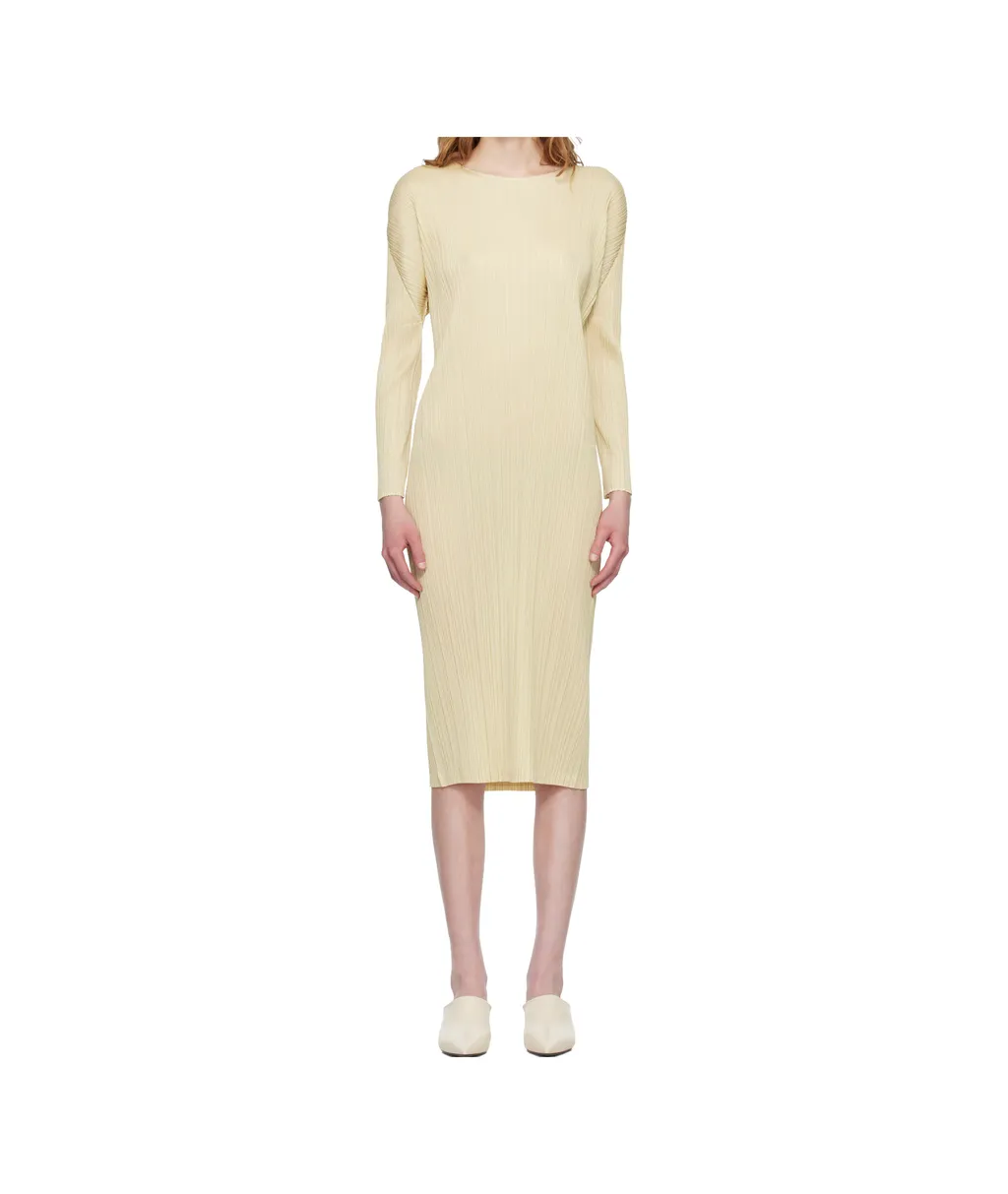 Pleated Knit Midi Dress