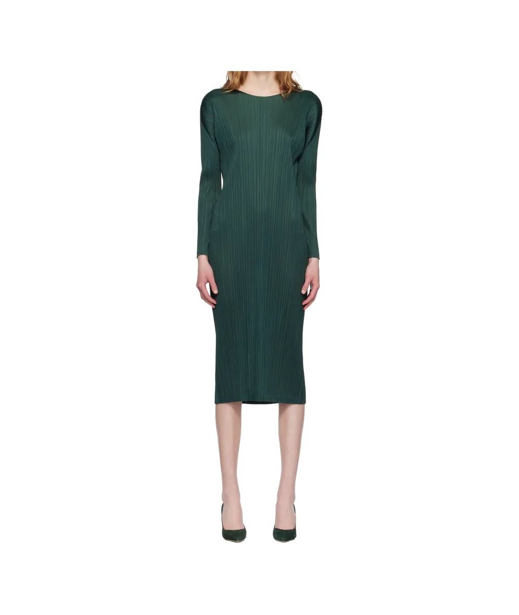 Pleated Knit Midi Dress