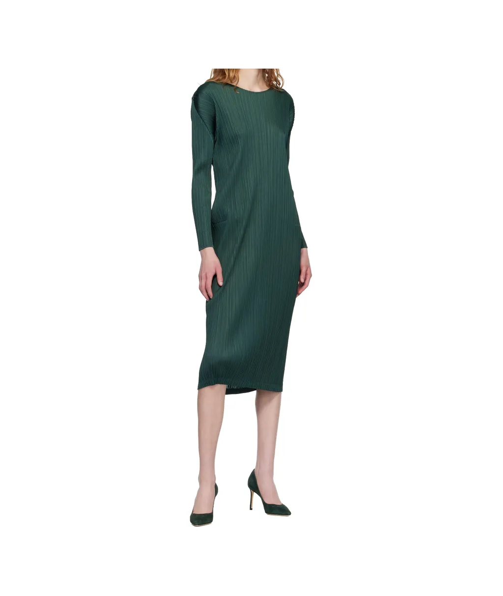 Pleated Knit Midi Dress