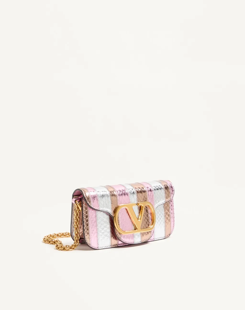 Valentino Locò Foldover Top Striped Small Shoulder Bag
