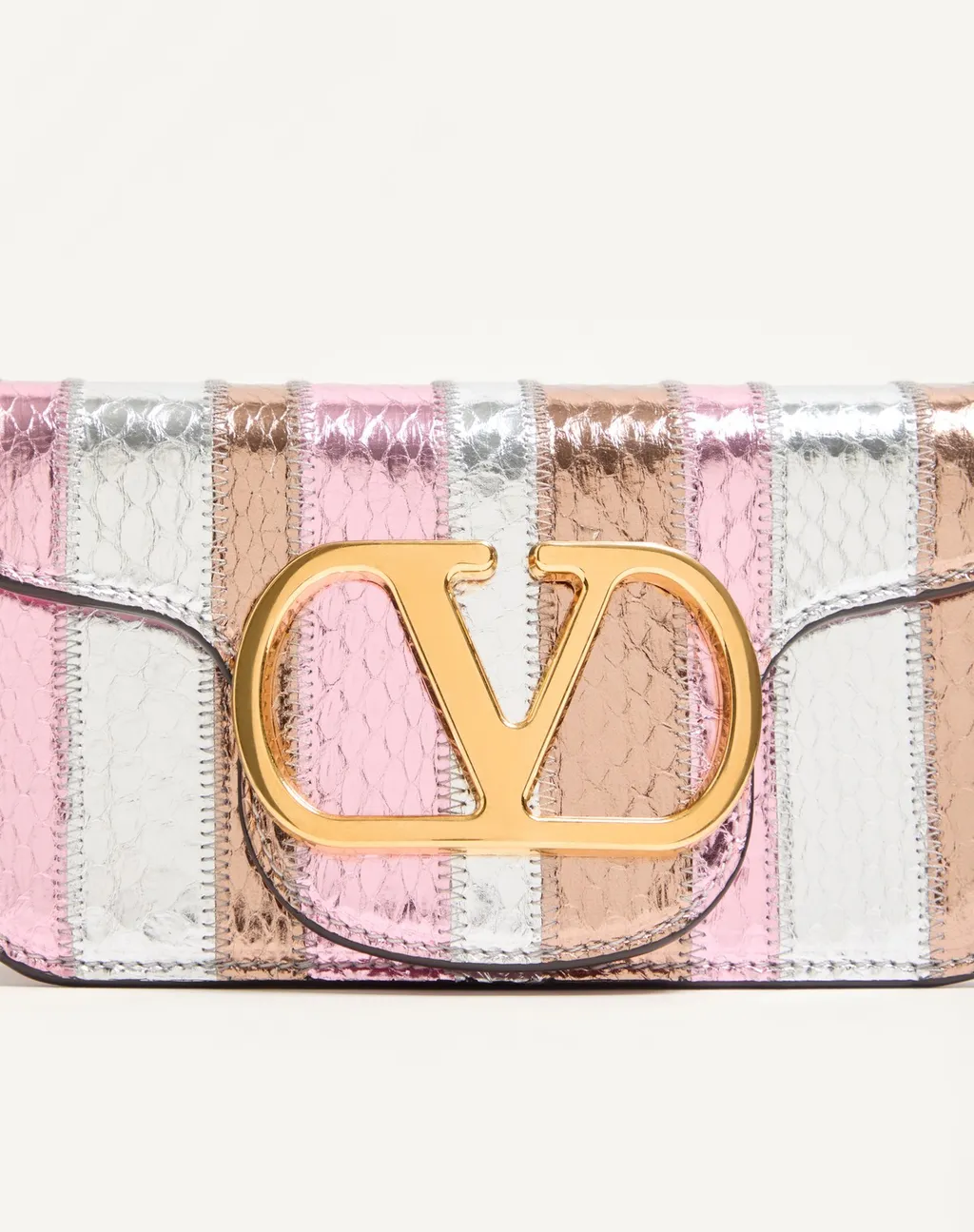 Valentino Locò Foldover Top Striped Small Shoulder Bag