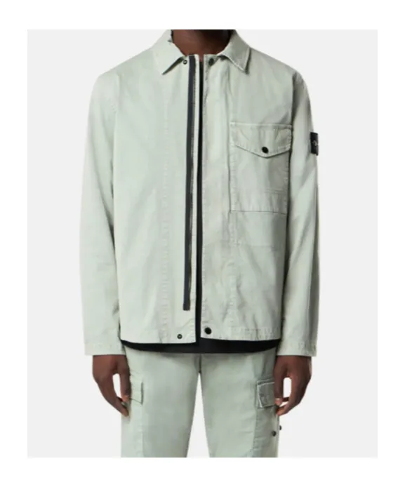 Regular-Fit Zipper-Up Overshirt With Pocket