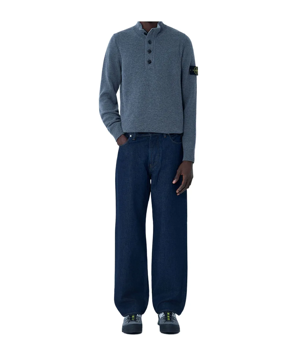 Stone Island Logo Patch Loose Fit Jeans