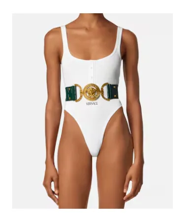 Versace Logo-Embroidered Ribbed Bodysuit
