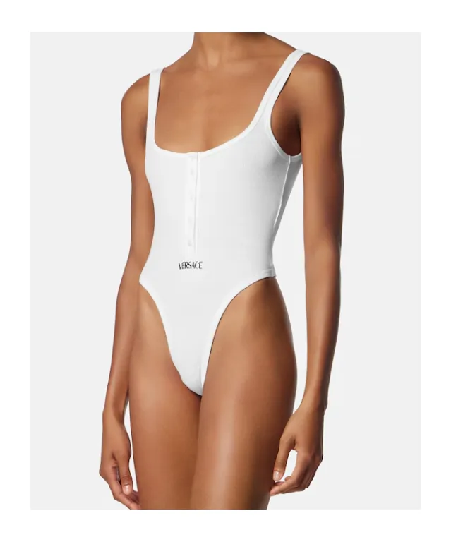Versace Logo-Embroidered Ribbed Bodysuit
