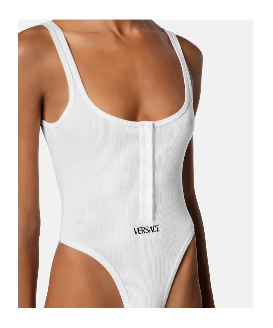 Versace Logo-Embroidered Ribbed Bodysuit