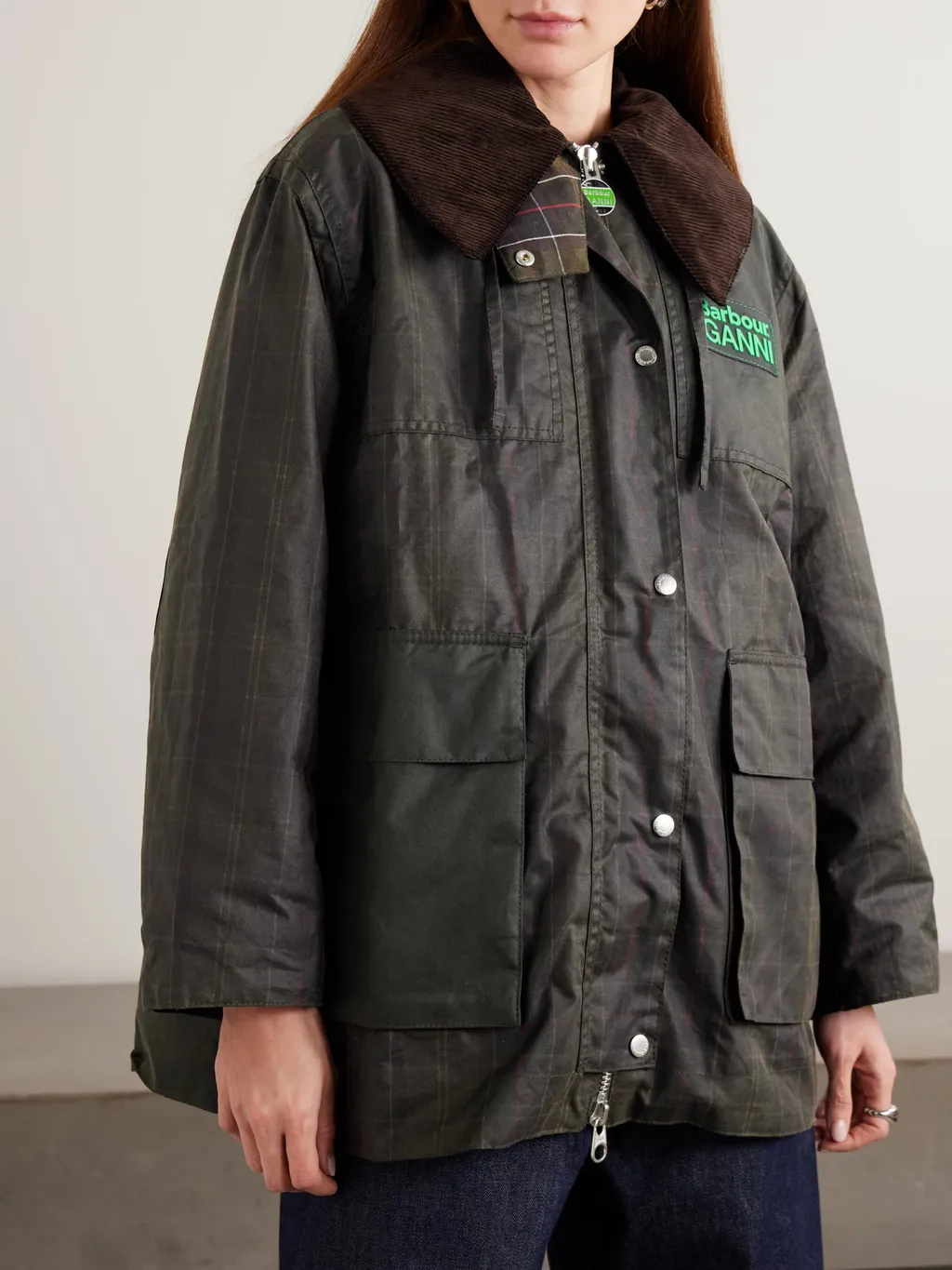 Ganni Plaid Hooded Jacket