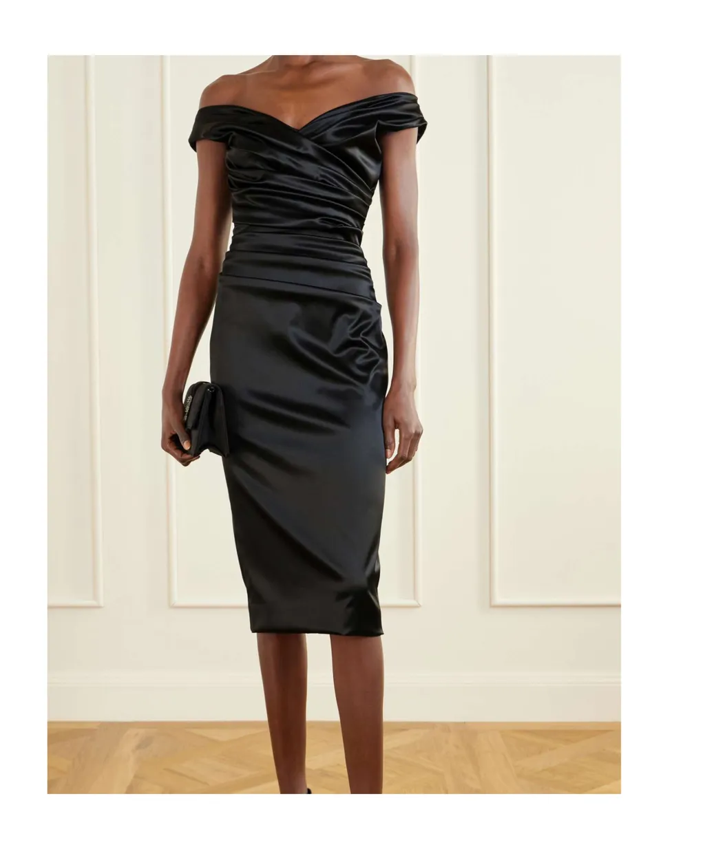 Off-Shoulder Pleated Dress