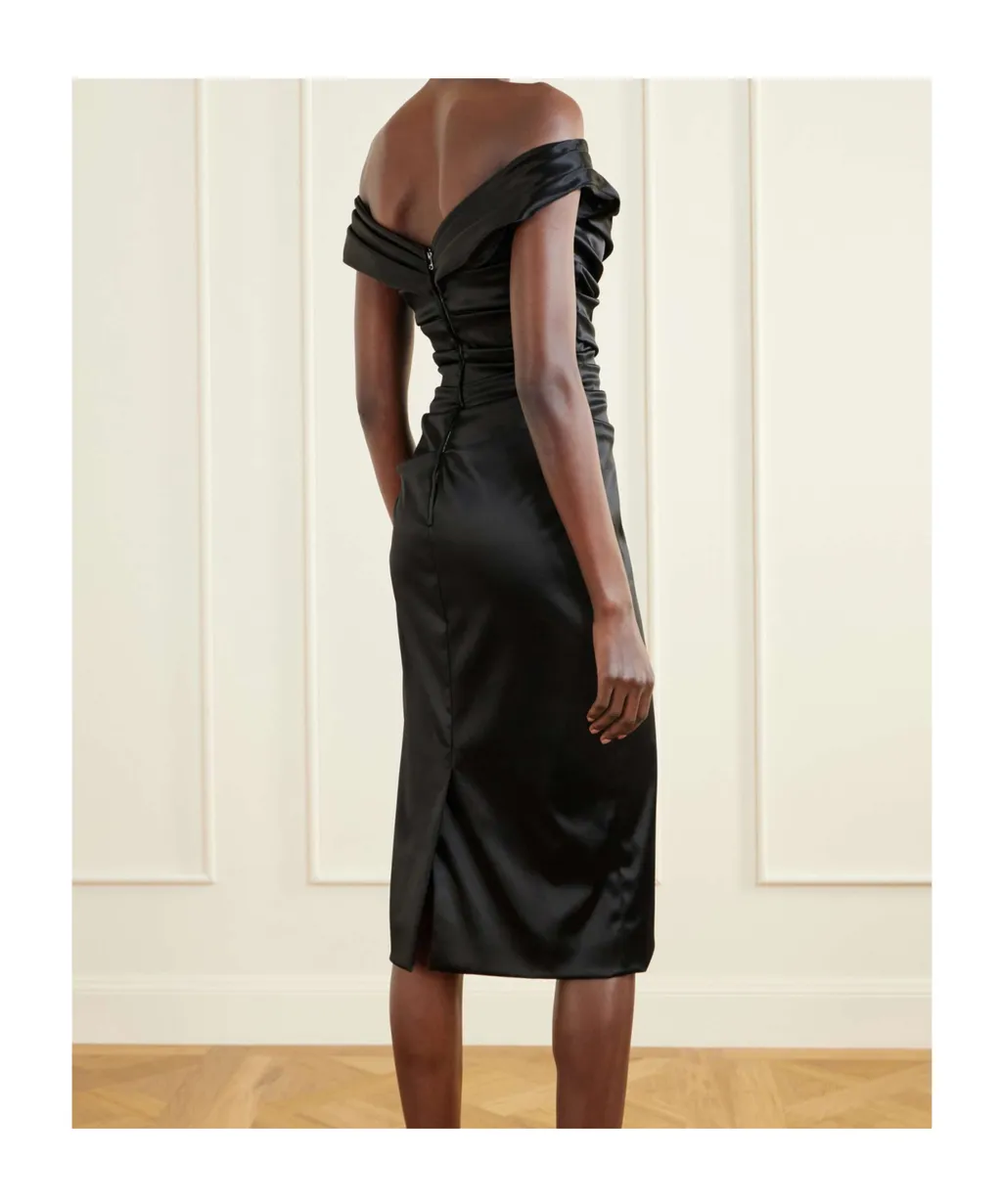 Off-Shoulder Pleated Dress