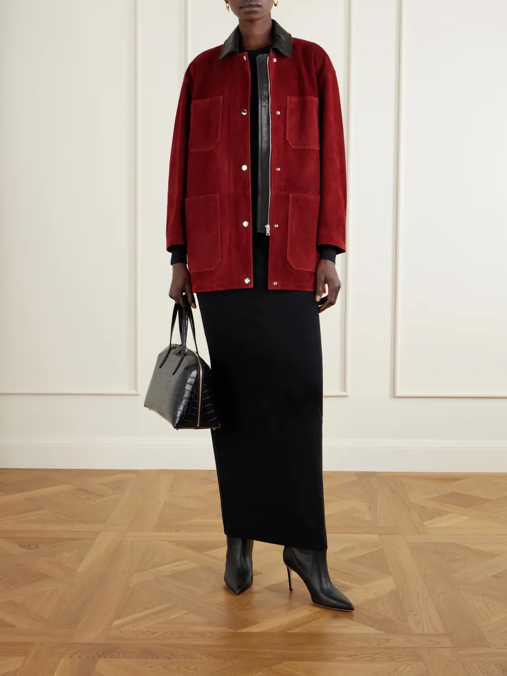Barn Leather-Trimmed Suede Jacket