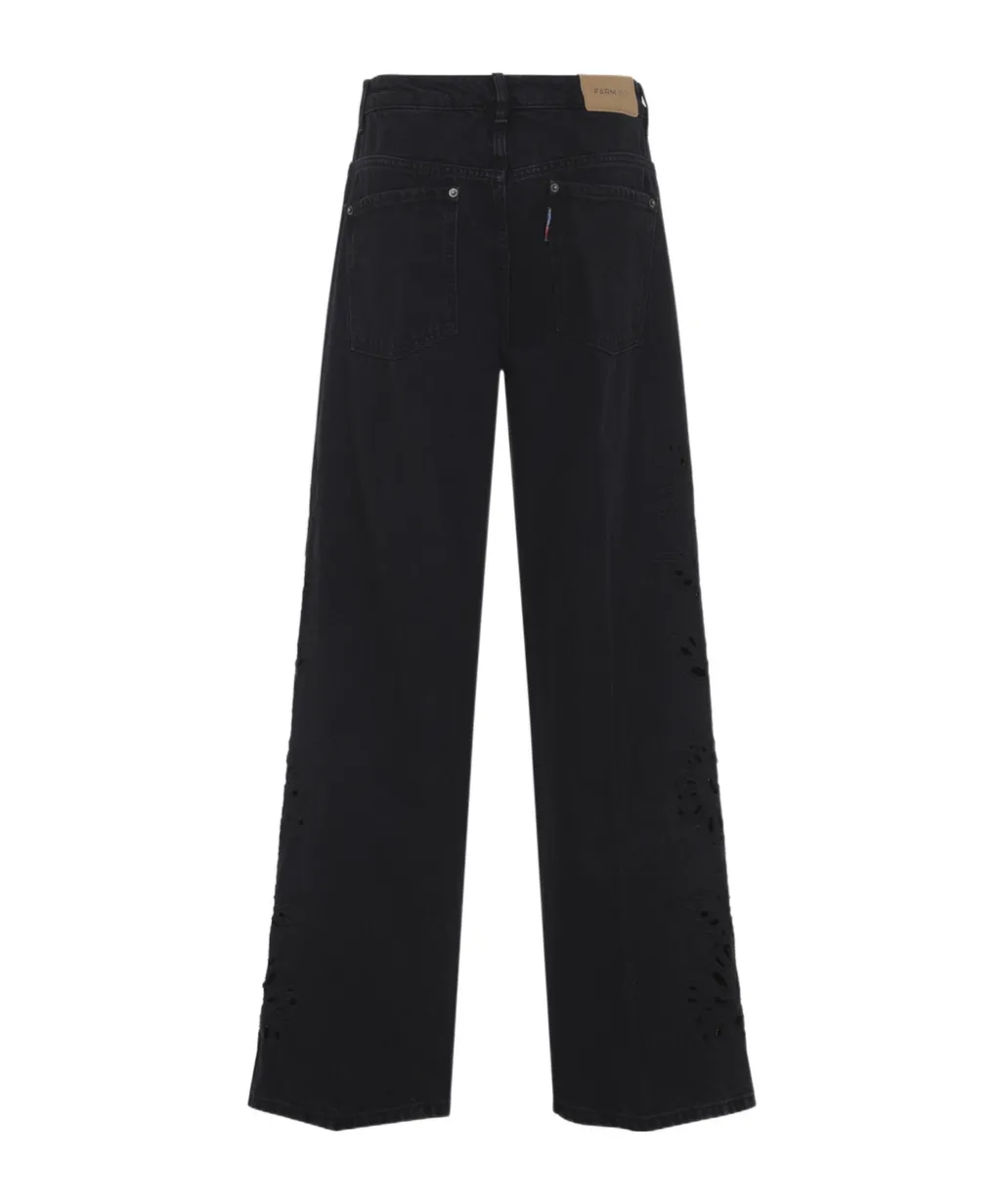 Floral-Appliqué Five-Pockets Jeans
