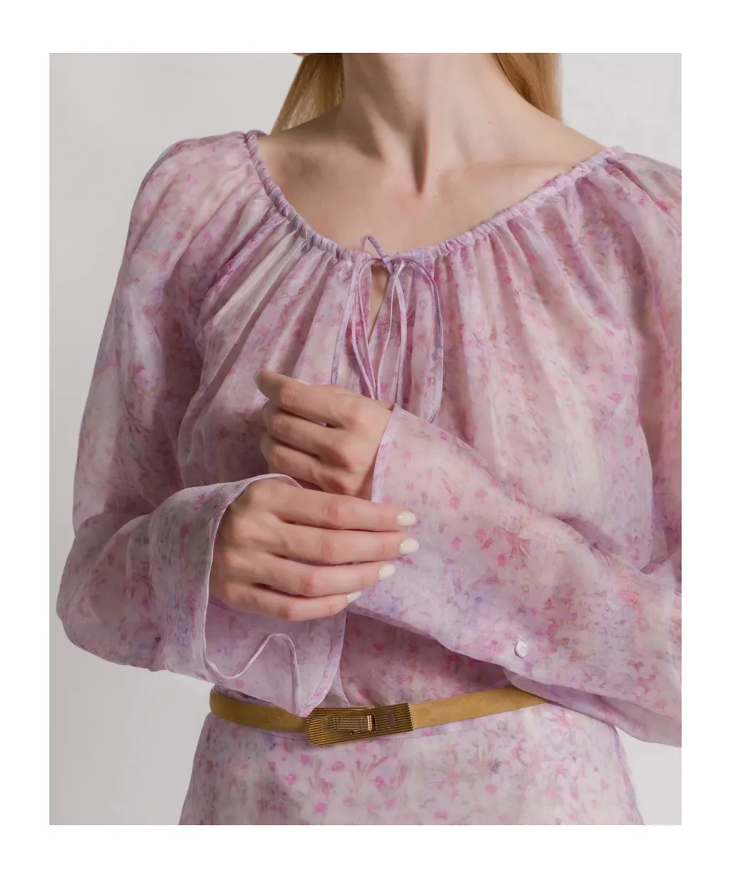 Silk Organza Blouse With Floral Print