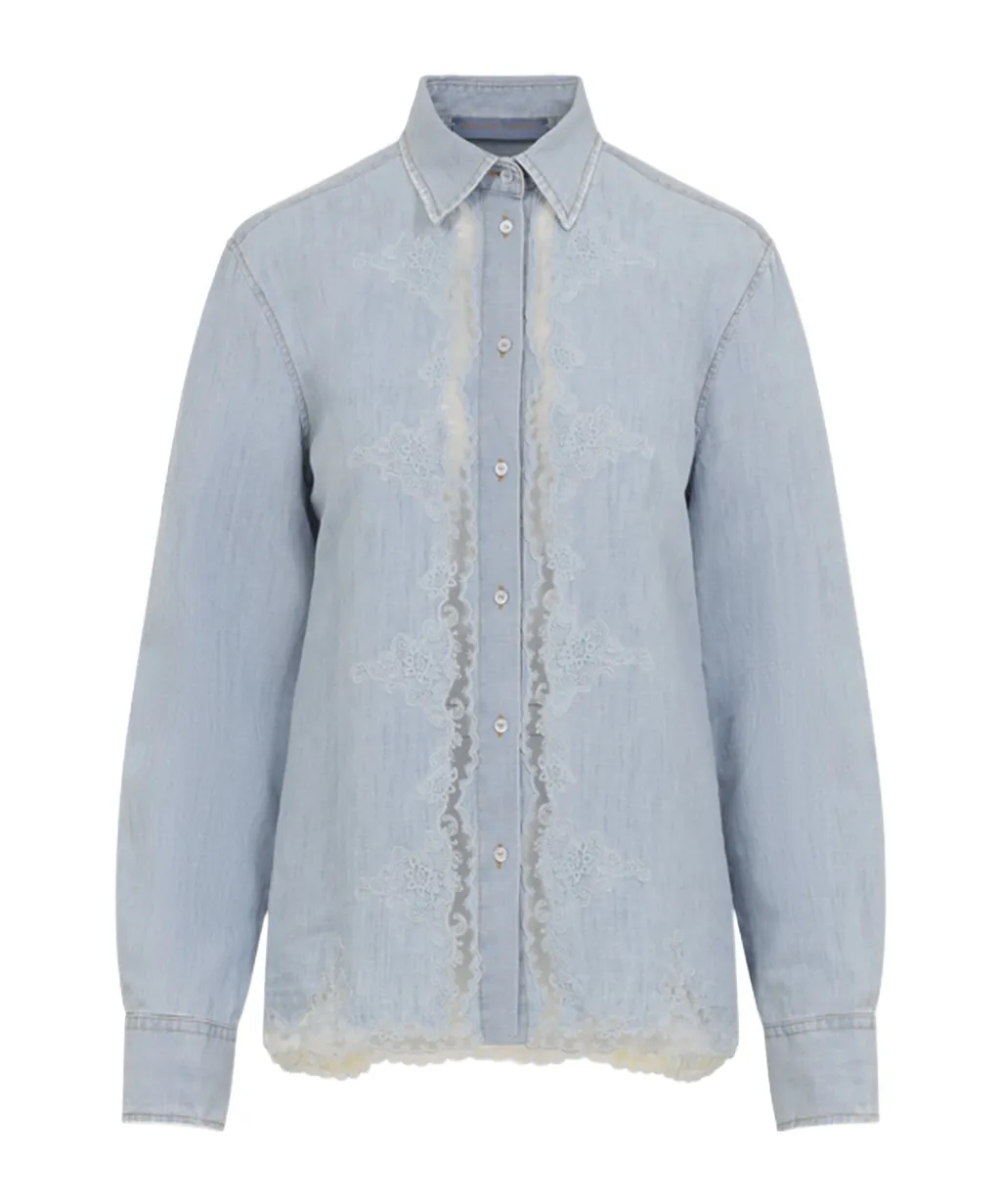 Ermanno Scervino Lace-Detailed Long-Sleeved Buttoned Shirt