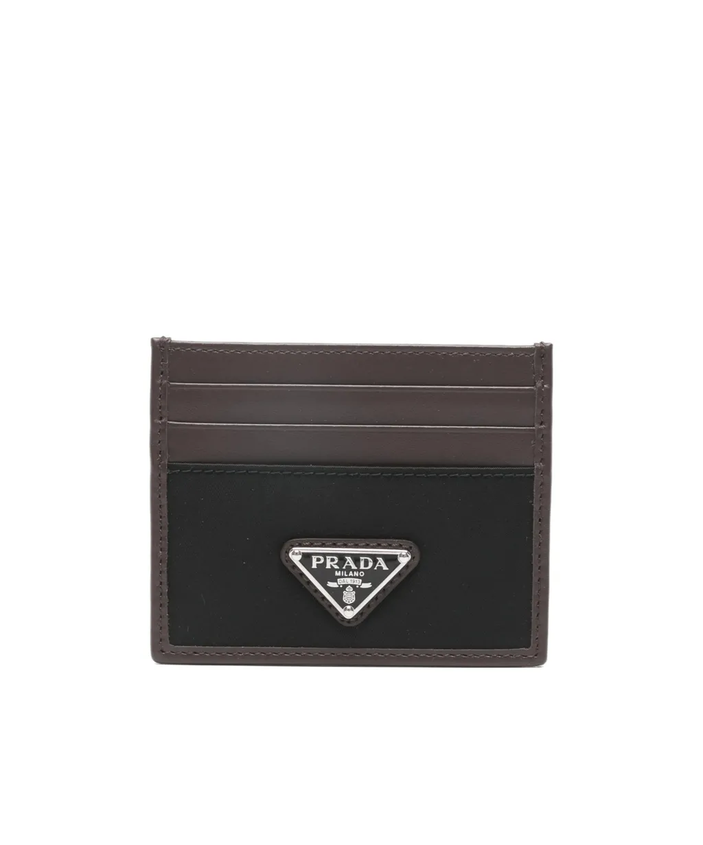 Prada Triangle-Logo Two-Toned Cardholder