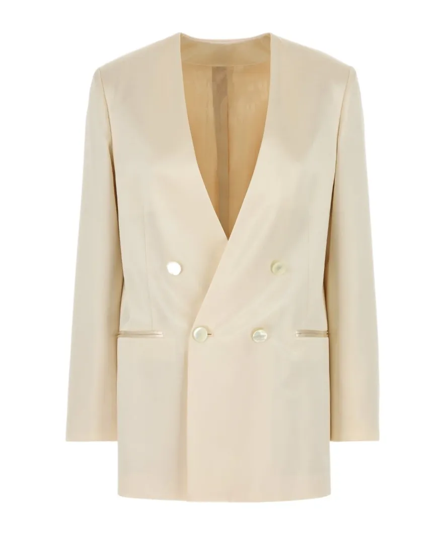 Alberta Ferretti Double Breasted Satin Blazer