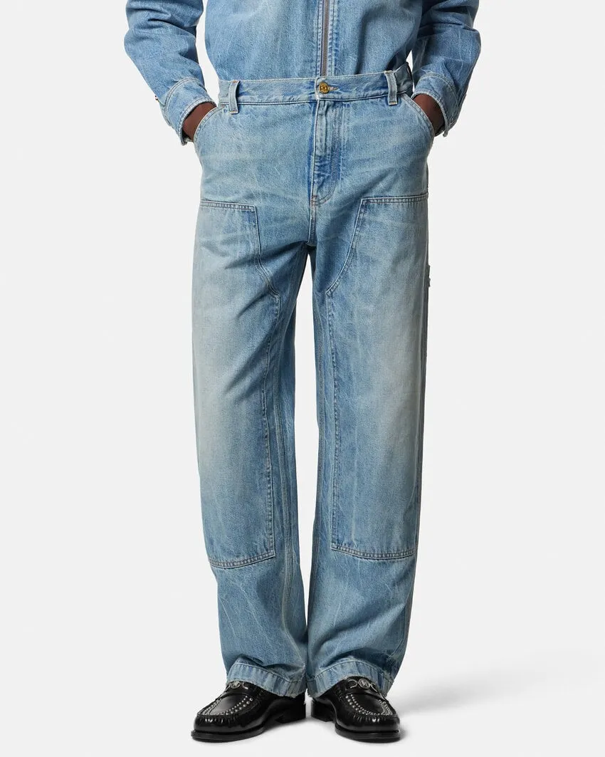 Versace Logo Patch Cargo Jeans