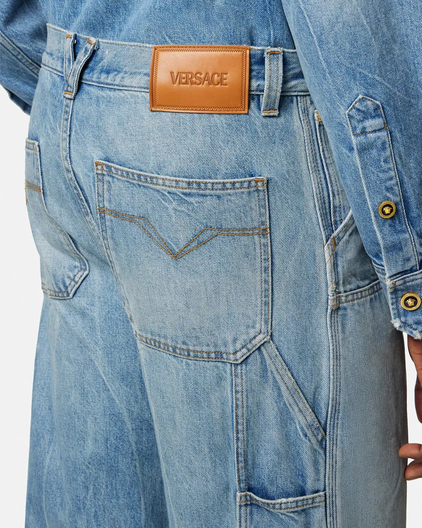 Versace Logo Patch Cargo Jeans