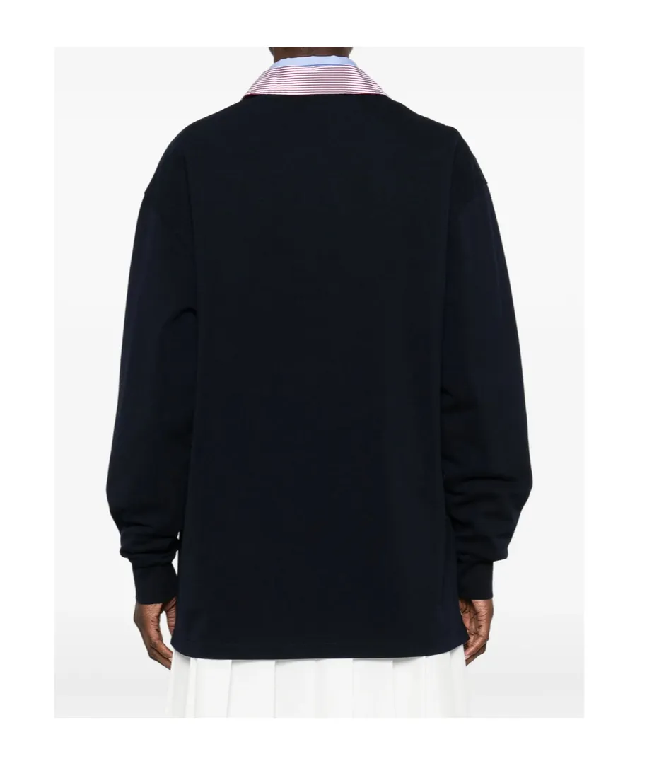 Miu Miu Logo-Embroidered Long-Sleeved Polo Shirt