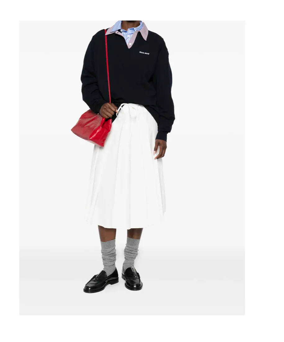 Miu Miu Logo-Embroidered Long-Sleeved Polo Shirt