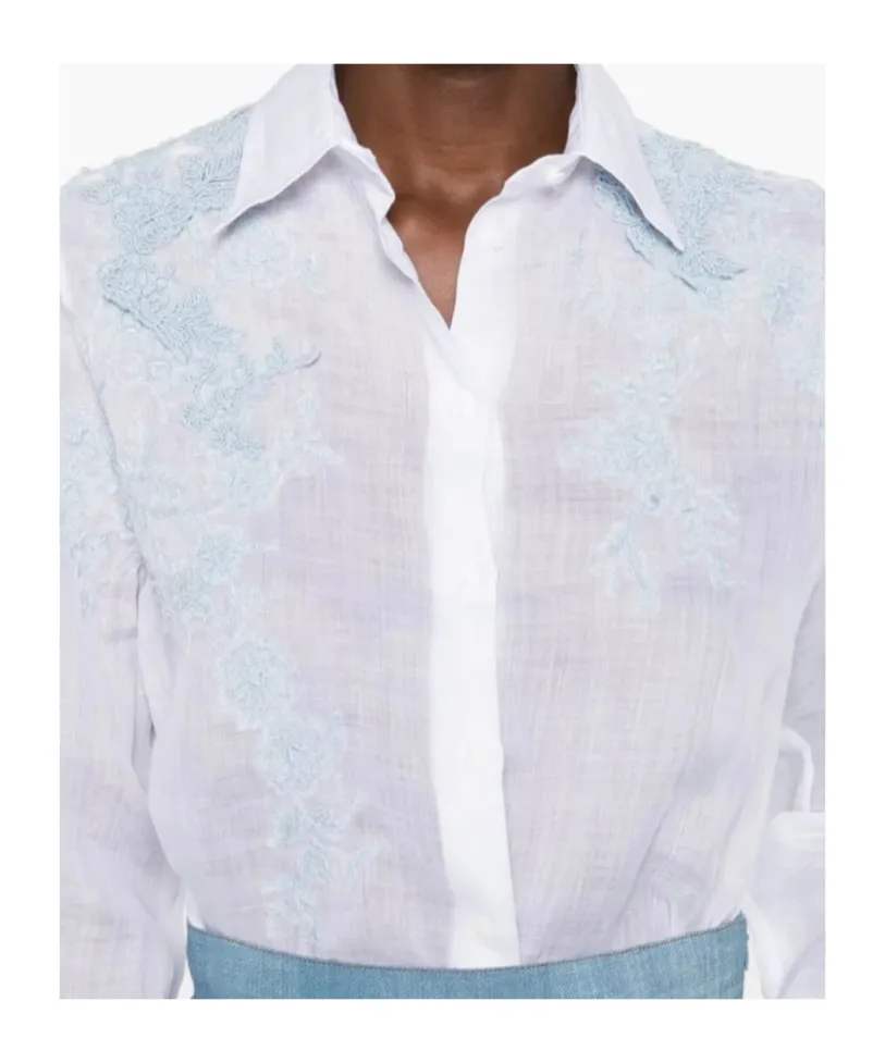 Floral-Embroidered Shirt