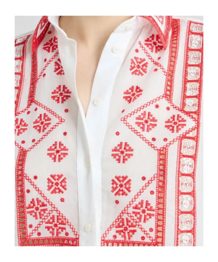 Ermanno Scervino Manjaro Embroidered Muslin Shirt