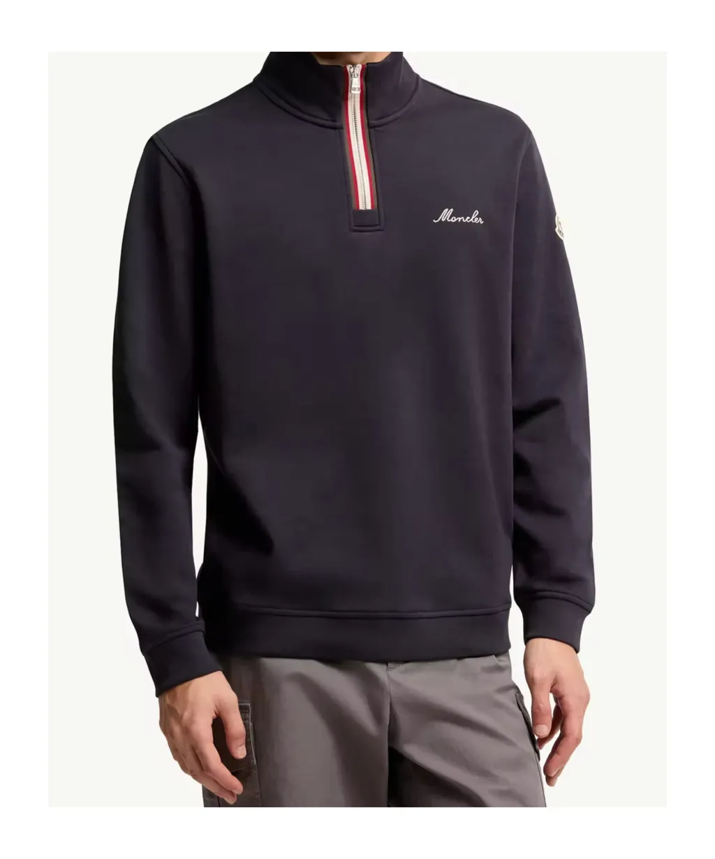 Moncler Logo Embroidered Polo-Neck Sweatshirt