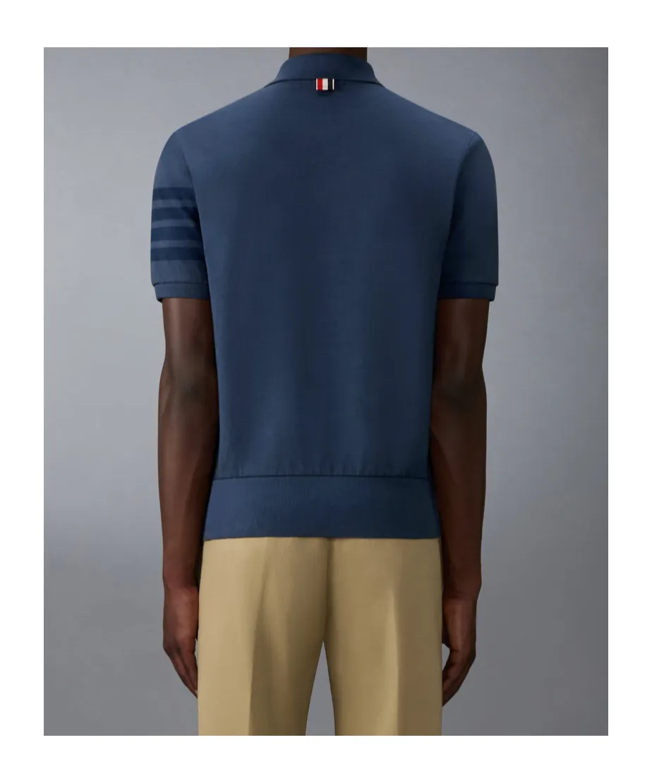 Thom Browne Ottoman 4-Bar Logo Patch Polo Shirt