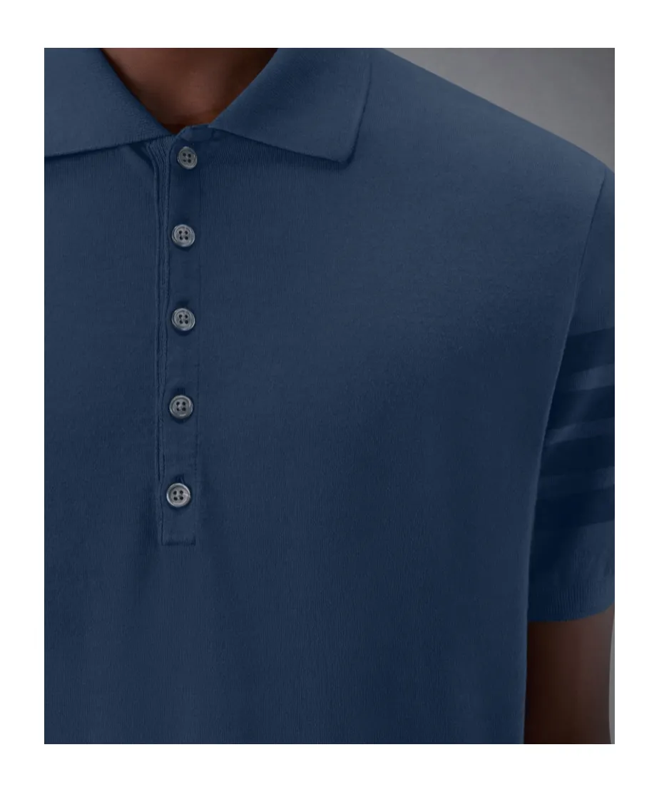 Thom Browne Ottoman 4-Bar Logo Patch Polo Shirt